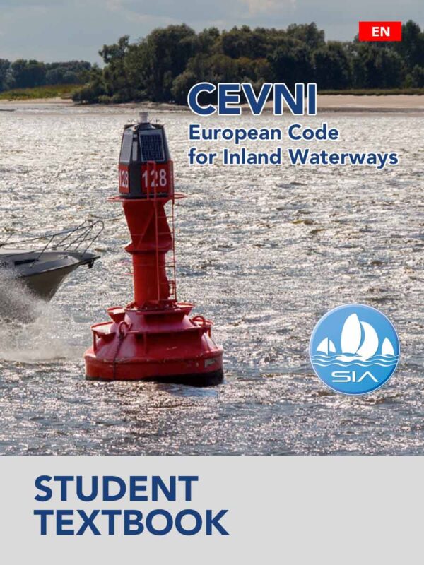 SIA-cevni-european-waterways-pdf-manual-EN SIA student textbook cover for issa cevni euopean code for inland waterways course showing a navigation markerbuoy