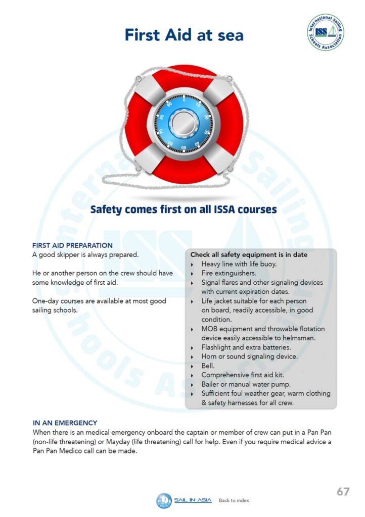 ISSA PDF Handbook page displaying diagrams and information about safety first on issa courses