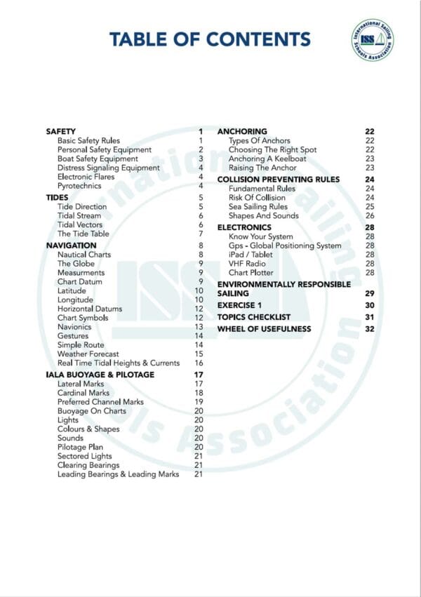 SIA-keelboat-navigation-1-pdf-manual-P1 ISSA PDF Handbook index page for keelboat navigator student text book