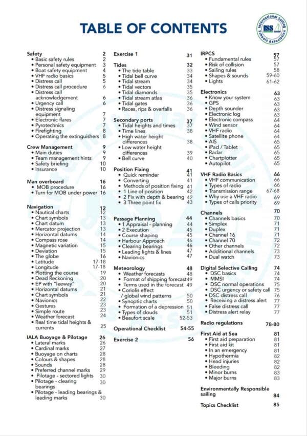 SIA-my-offshore-skipper-1-pdf-manual-P1 ISSA PDF Handbook index page for motor yacht offshore skipper textbook