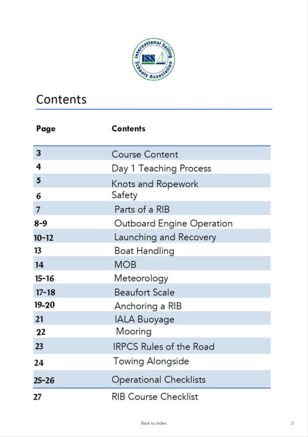SIA-rib-skipper-2-pdf-manual-P1 ISSA PDF Handbook index page for RIB skipper 2 student textbook