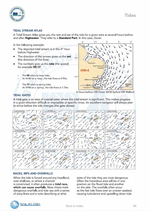 SIA-yachtmaster-offshore-1-pdf-manual-P3 ISSA PDF Handbook page displaying diagrams and information about tidal stream atlas and tidal gates