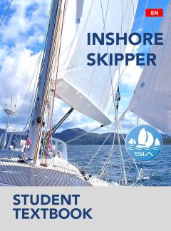 SIA student textbook cover for inshore skipper showing a yacht under sail from the deck